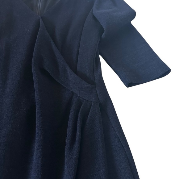 BROOKS BROTHERS STRETCH WOOL WRAP EFFECT NAVY DRESS SIZE 8 - Picture 9 of 14